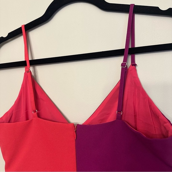 Nicole Miller Collection Colorblock Asymmetric Dress Pink Purple Mini Sz 2 - Picture 7 of 12